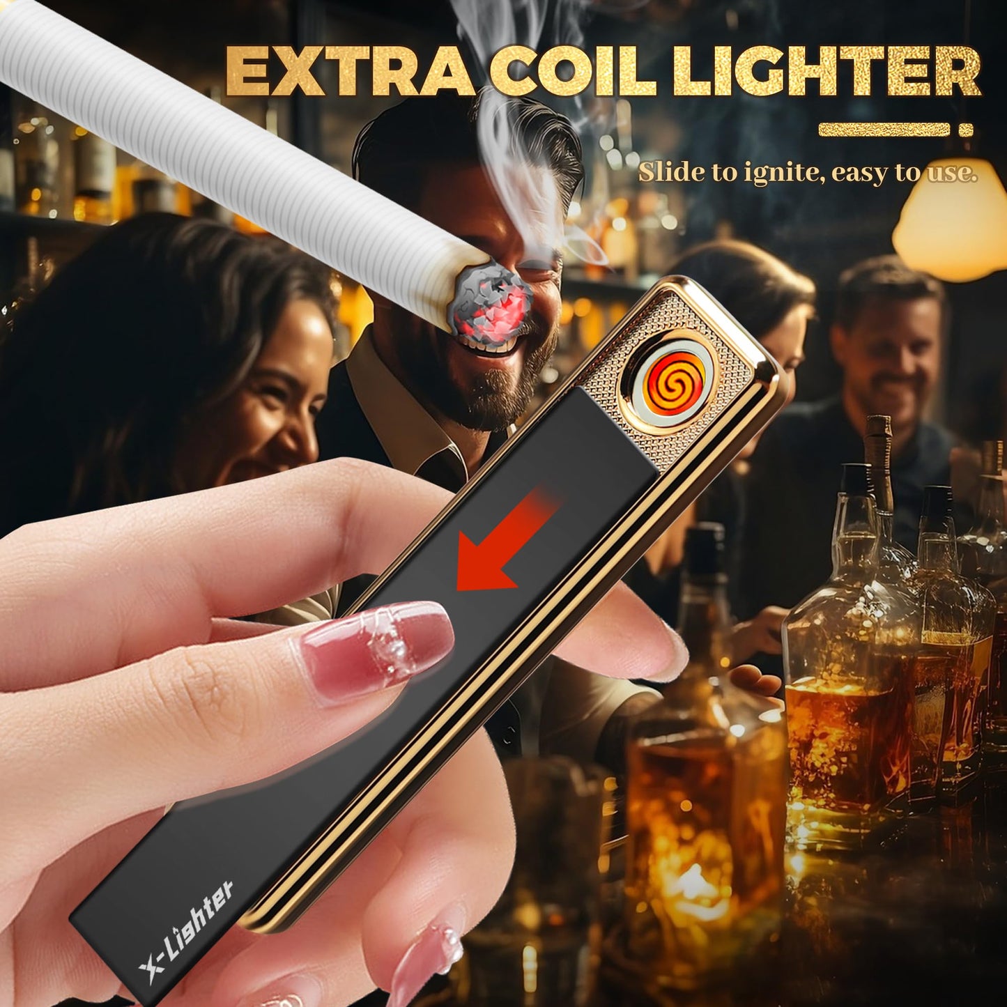 X-LIGHTER Cigarette Case with Lighter for 84MM King Size, Smell Proof, Ultra Slim, Leather Cigarette Holder Case for Men, Business