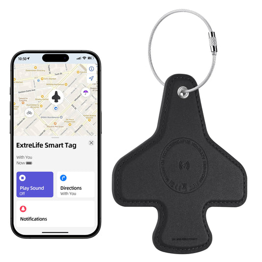 Luggage Tags for Suitcases, Works with Apple Find My, International Airplane Travel Essentials, Air Tracker Tags, Smart Bluetooth Tracker for Luggage, Backpack and More, Rechargeable, Classic Black