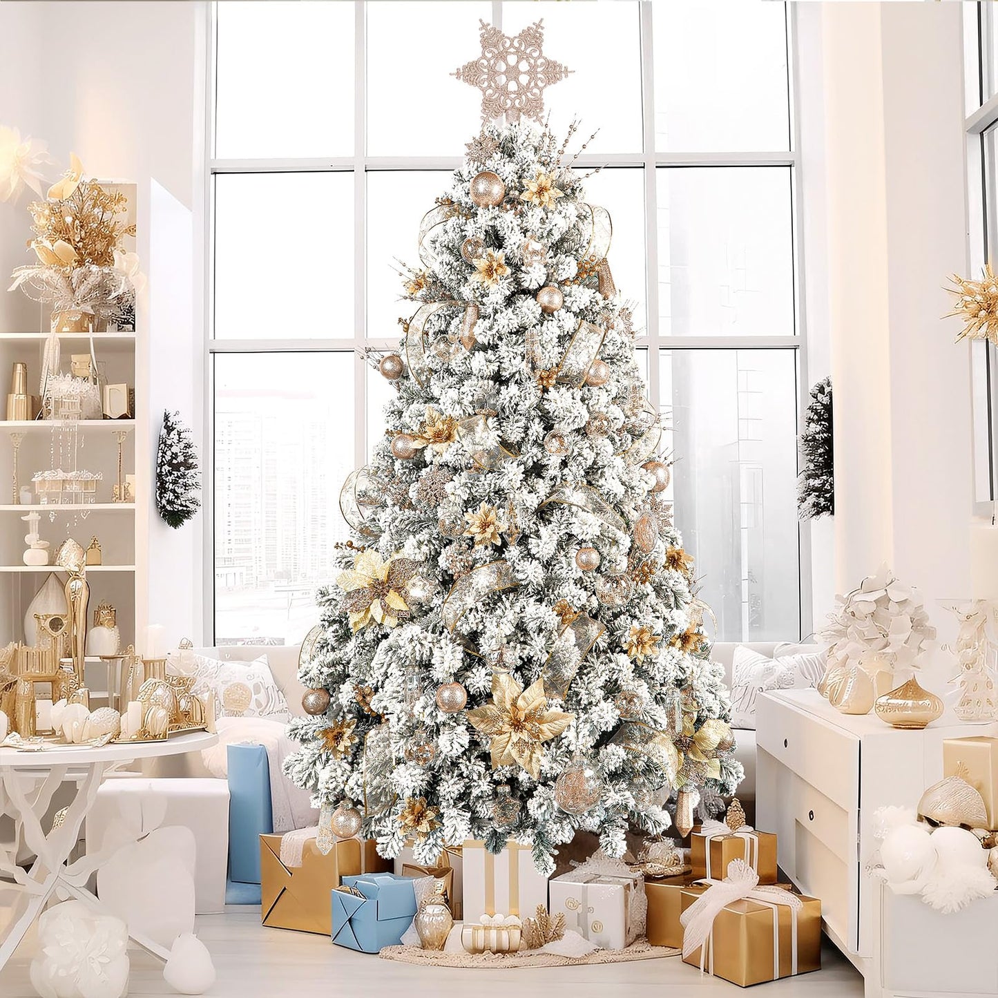 SHareconn 86PCS Christmas Tree Ornaments Clear Set,Shatterproof and Clear Plastic Baubles for Xmas Tree Decor, Holiday Wedding Party Decoration,Champagne