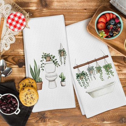 Sage Green Botanical Hand Towels