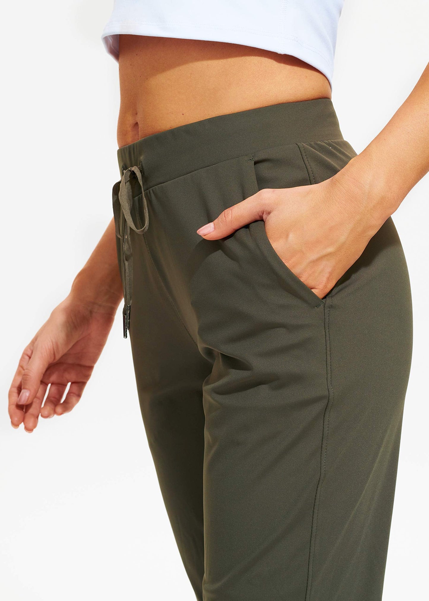 Libin Women's Joggers Pants Athletic Sweatpants with Pockets Running Tapered Casual Pants for Workout,Lounge, Olive Green 3XL