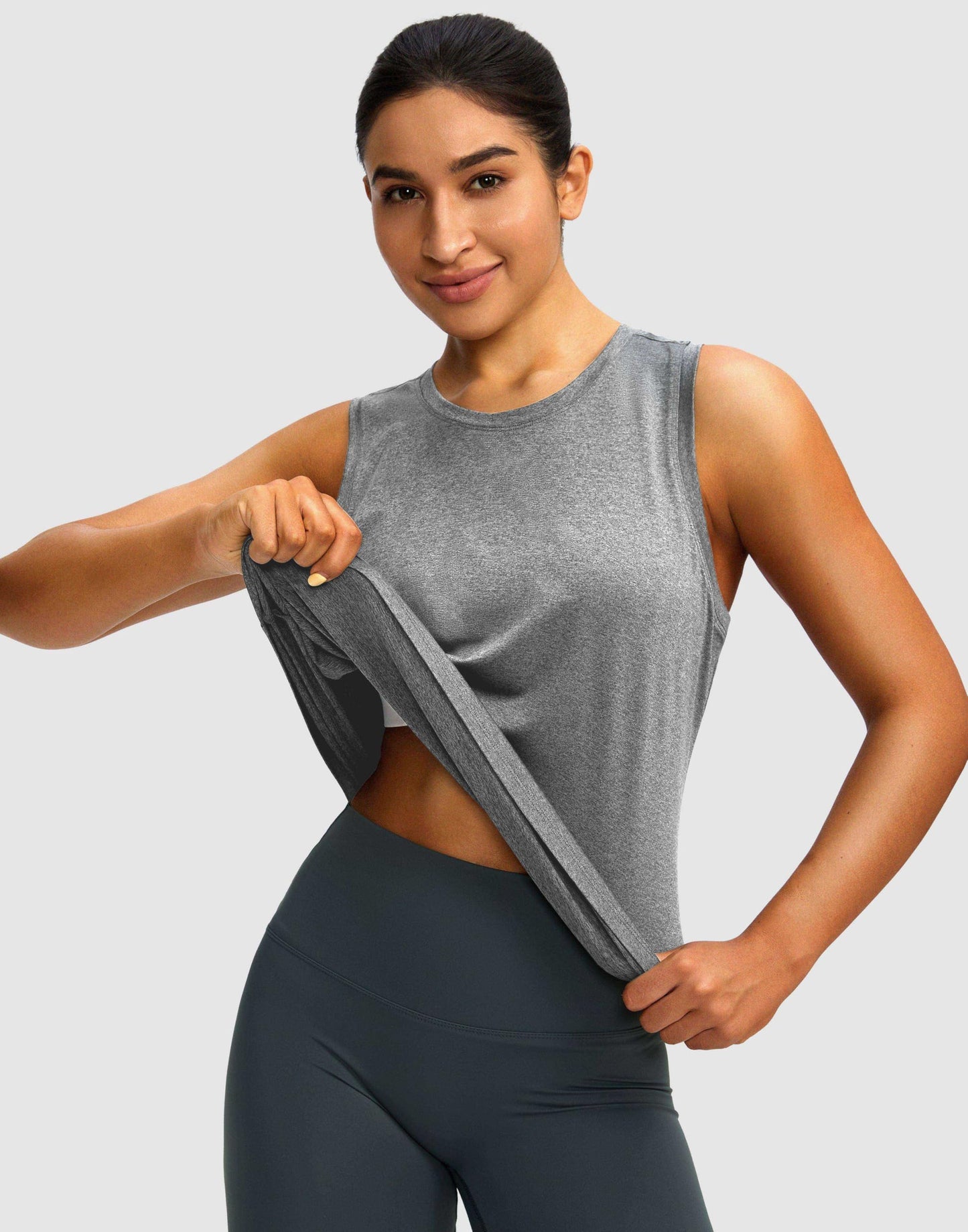 Women's Workout Tops Racerback Athletic Tank Tops Sleeveless Loose Fit Yoga Running Gym Shirts for Women(Heather Grey,S)