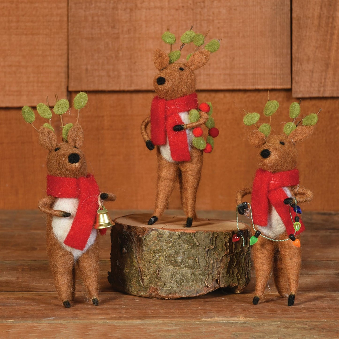 HomArt Felt Reindeer Ornament, Set of 3