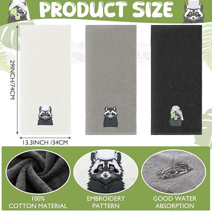 3 Pcs Raccoon Gifts Hand Towels