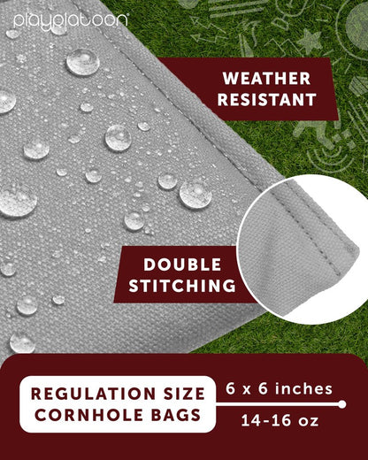 Premium Weather Resistant Duck Cloth Cornhole Bags - Set of 8 Bean Bags for Corn Hole Game - 4 Silver & 4 Black