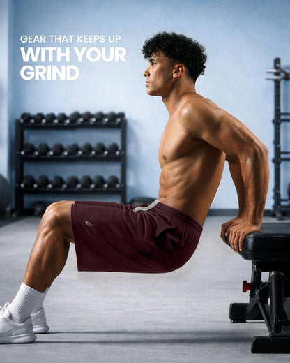 NY Threads Men's Athletic Shorts Quick Dry Loose-Fit Lightweight Running Workout Gym Shorts with Pockets, Large, Burgundy