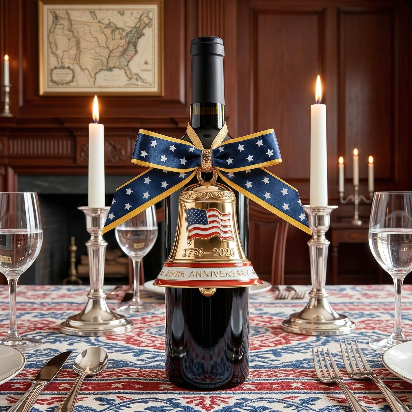 250 Anniversary USA Ornament for Fourth of July Decorations, 3D Metal 1776-2026 Liberty Bell Patriotic Ornaments Independence Day Decorations, 4th of July Gifts for Men Women