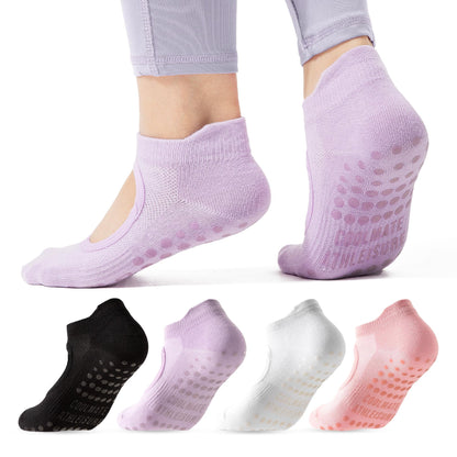CoolMate Pilates Socks with Grips for Women, Yoga Socks, Crew Non Slip Women for Workout, Barre, Pilates Gifts