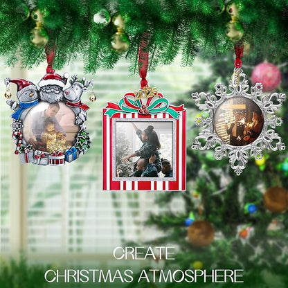 Laraine Christmas Tree Ornaments – 3-Piece Decorative Hanging 2025 Holiday Keepsake Gift Pendant with 2” Photo Frame Insert for Picture of Pet (3-Piece Gift Set (2025))