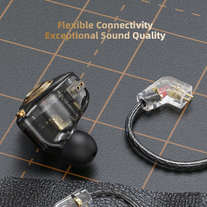 Piluyaa Wired Gaming Headphones IEM Earphones with 1DD，QKZ ENZO in Ear Monitor, HiFi Detachable Cable Earbuds, Bass Sound with New 11mm Dynamic Driver for Video Music Gaming (Grey)