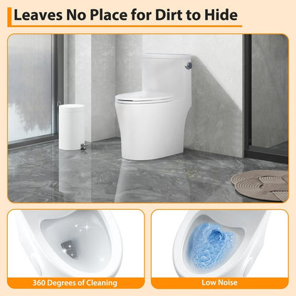 Elongated One Piece Toilet for Bathrooms, Dual Flush Modern Ceramic Toilet, Quick Release Soft Close Seat, Water Saving, Easy Clean, Comfort Height, Bathroom Toilet Bowl