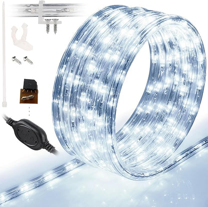WYZworks 108LEDs 10ft LED Outside Rope Lights, Outdoor ETL Certified Waterproof Permanent 360 Degree Light Emitting, Flexible Tube, Connectable, Christmas Palm Tree Exterior Landscape, Cool White