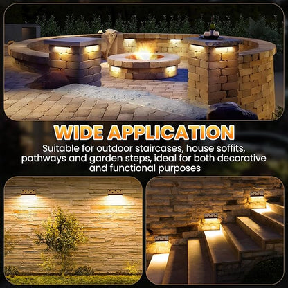 ZZXX 8 Inch Retaining Wall Lights 5W LED Hardscape Lighting 2700K 12-24V Low Voltage Step Light with Photocell Sensor IP68 Waterproof Paver Lights Outdoor for Deck Fence Patio Walls Stairs,12 Pack
