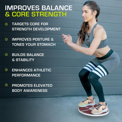 ProsourceFit Wooden Balance Board Non-Slip Wobble Core Trainer 15.75in (39.5cm) Diameter with 360 Rotation for Stability Training, Full Body Exercises, Physical Therapy, Purple