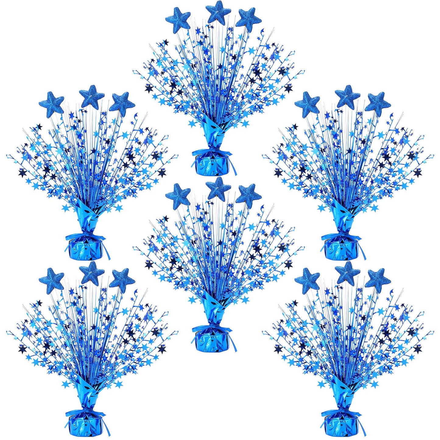 Wenqik 6 Pcs Metallic Foil Spray Centerpiece Star Table Party Decoration Burst Centerpieces Table Decor for Party Birthday Wedding Anniversary Memorial Dining Graduation Holiday Supplies(Blue)