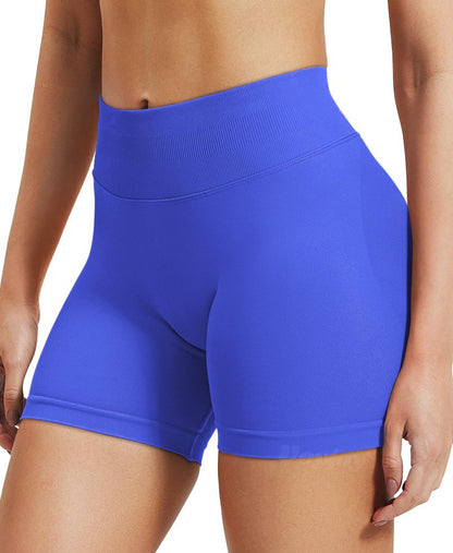 VOYJOY Women Workout Impact Shorts 2.5"/ 3.6"/ 4.5"/ 6" Scrunch Butt Lifting Gym Seamless Booty Biker Shorts Electric Blue
