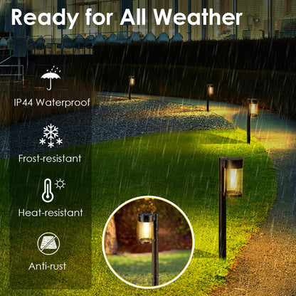 Solar Pathway Lights Outdoor, 10 Pack Metal & Glass Solar Lights Outdoor Waterproof Landscape Path Lights for Outside Yard Lawn Walkway Driveway Garden Decor