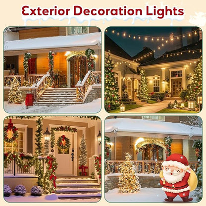 Hishine Outdoor Christmas Lights 49FT 1000LED, String Lights Indoor 8 Modes Waterproof Plug in Christmas Tree Light for Holiday, Warm White