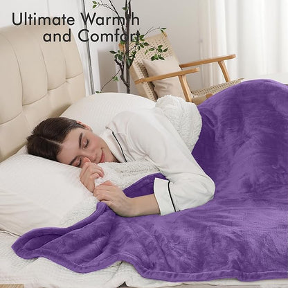 Heated Blanket Throw, Electric Blanket Flannel Sherpa with 4 Hours Auto Off & 5 Heating Levels, Washable Electric Heated Blanket with ETL Certified for Bedding, Ideal Gift, 50"x60", Lavender Violet
