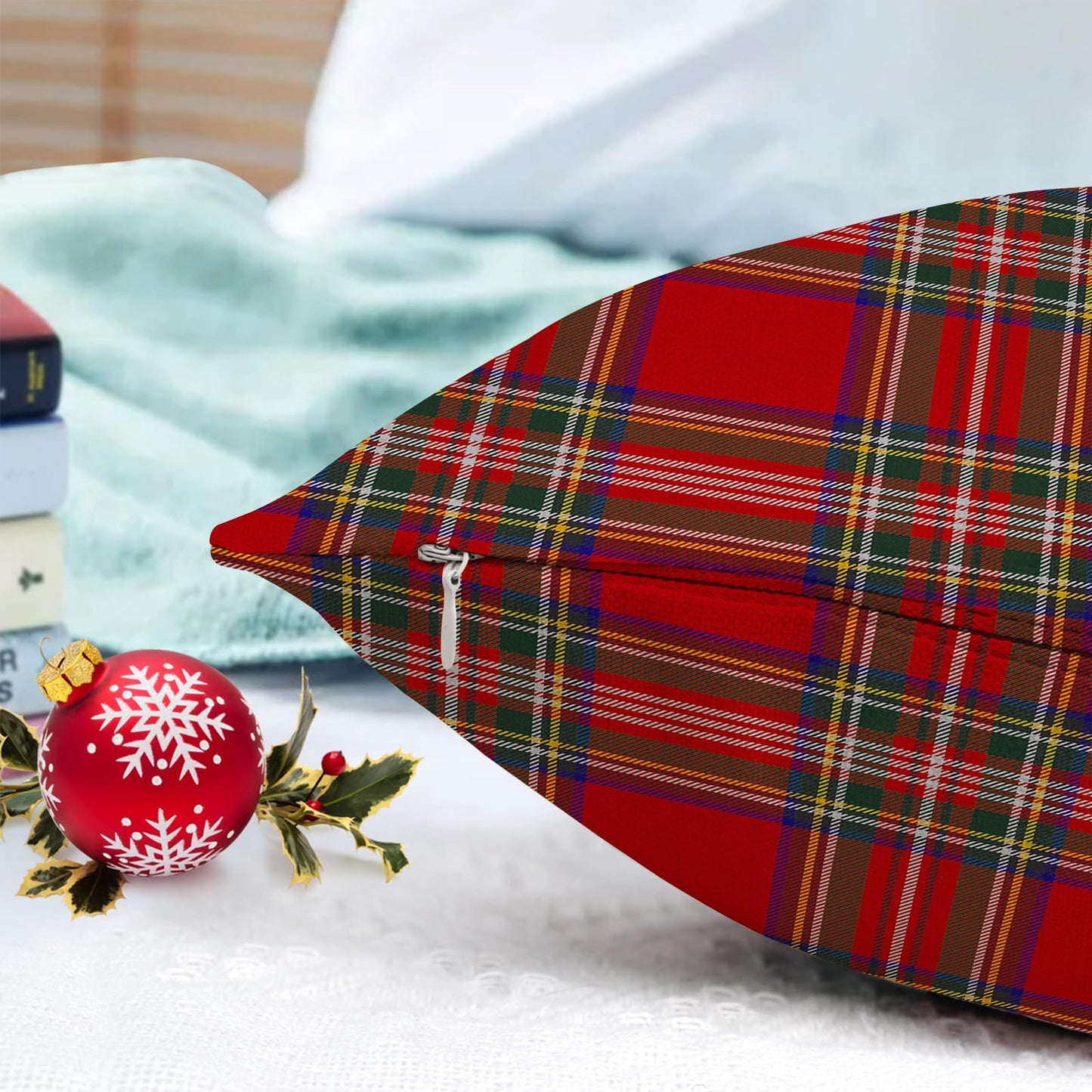 GOOESING Christmas Plaid Pillow Covers 22x22 Inch Set of 2 Scottish Tartan Farmhouse Throw Pillow Case Cushion Cover for Sofa Couch Home Decor, Red and Green