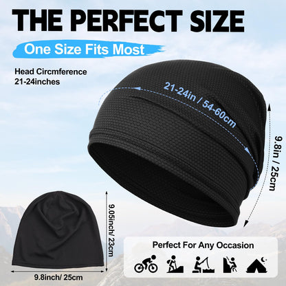 JenPen Cooling Skull Cap for Men Women, Breathable 3D Mesh Quick Dry Helmet Liner, Summer Sweat Wicking Running Cycling Cap(Black,4 Pcs)