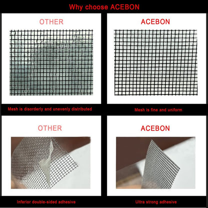 ACEBON Window Screen Repair Kit - 2"x80' Tape for Tears & Holes, Strong Adhesive Black Fiberglass Mesh