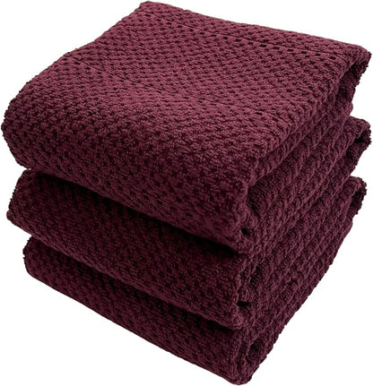 Purple Burgundy Wine Kitchen Hand Dish Towels: Oversized 28" x 18", 100% Cotton
