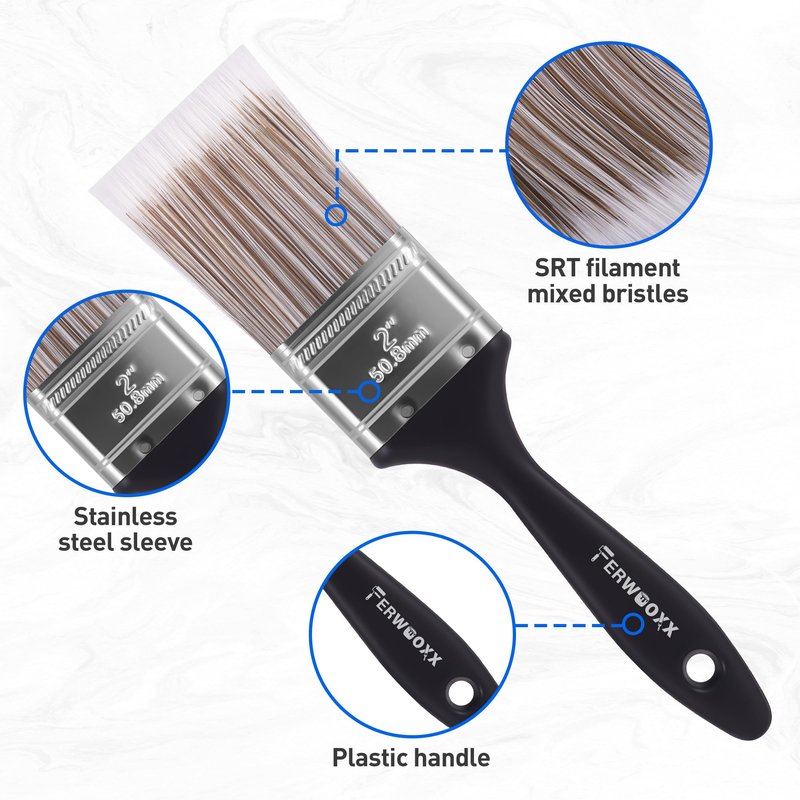 Paint Brushes - 2 Inch Flat and Angle Paint Brush for All Latex and Oil Paints & Stains Paintbrush for Varnish, Paste, Gesso and Limewash(4 Packs)
