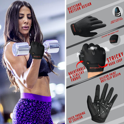 Full Finger Workout Gloves for Women Men- Weight Lifting Gloves with Full Palm Protection & Extra Grip for women Gym, weightlifting, Weight Lift, Rowing, Exercise, Sport, Cycling.fblack-Small