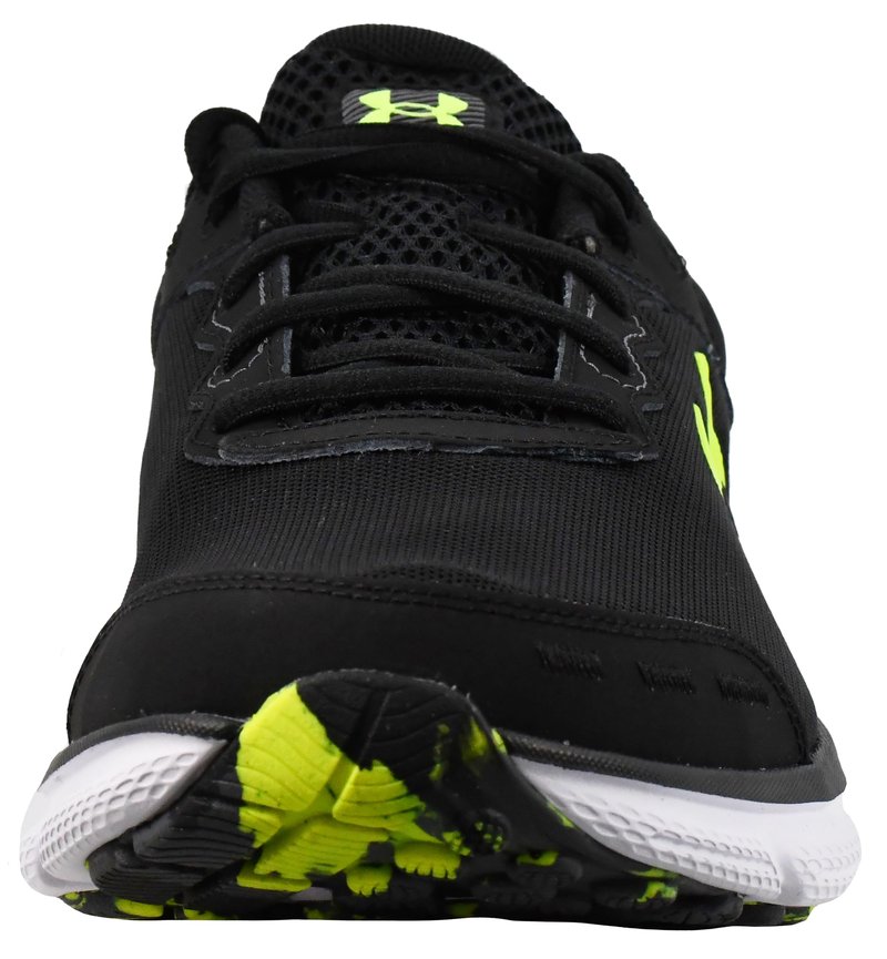 Under Armour Men's Charged Assert 10 Shoes, (004) Black/Black/High Vis Yellow, 12 X-Wide