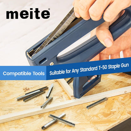 meite T50 Stainless Steel Staples Marine, 3/8 Inch Heavy Duty Staples for Staple Gun - 1512 Counts, 20 Gauge 3/8 Inch Crown T50 Upholstery Staple for Marine Applications