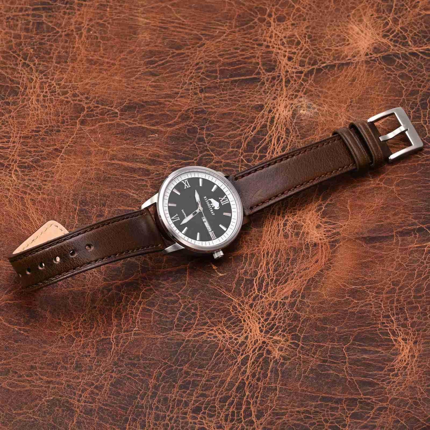 BISONSTRAP Leather Watch Straps, Classic Oil Waxed Leather, Quick Release Replacement Band for Men and Women, 20mm, Coffee Brown/Silver Buckle