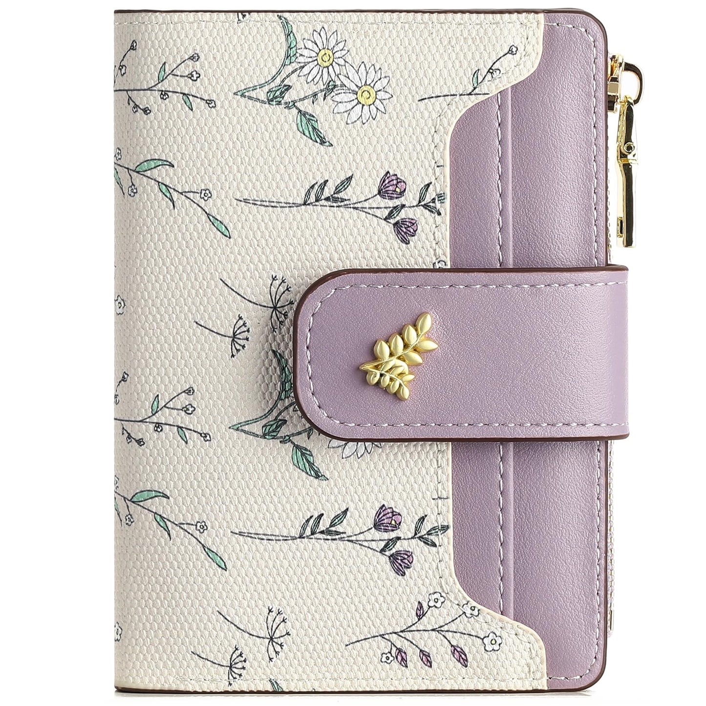 GAEKEAO Small Wallets for Women RFID Blocking Leather Bifold Zipper Pocket Wallet Credit Card Holder with ID Window