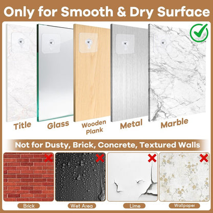 22 Pcs Drill Free Adhesive Wall Hooks, 20 lb Capacity Picture Hanging Hooks, Heavy Duty Picture Hangers Without Nails Strong Hold for Bathroom, Kitchen & Entryway