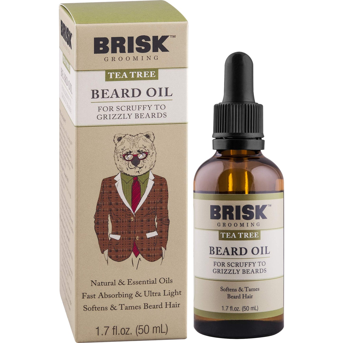 Brisk Beard Grooming Oil Liquid, Citrus for Beard Hair, 1.7 Oz