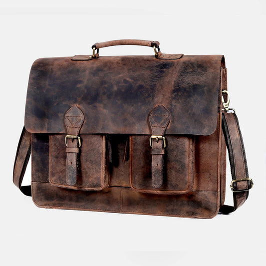 CUERO Leather Messenger Bag for Men, 15 Inch Laptop Bag, Crossbody Bag Mens, Vintage Handmade Leather Satchel Bag Women, Full Grain Business Briefcase Shoulder Bag for Office/Work/Travel - Retro Brown