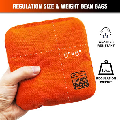 Timtaoth Dual Sided Corn Hole Bags Professional Cornhole Bags Set of 8 Regulation Size Weight Pro Corn Hole Bean Bags Slick and Stick,Black and Orange