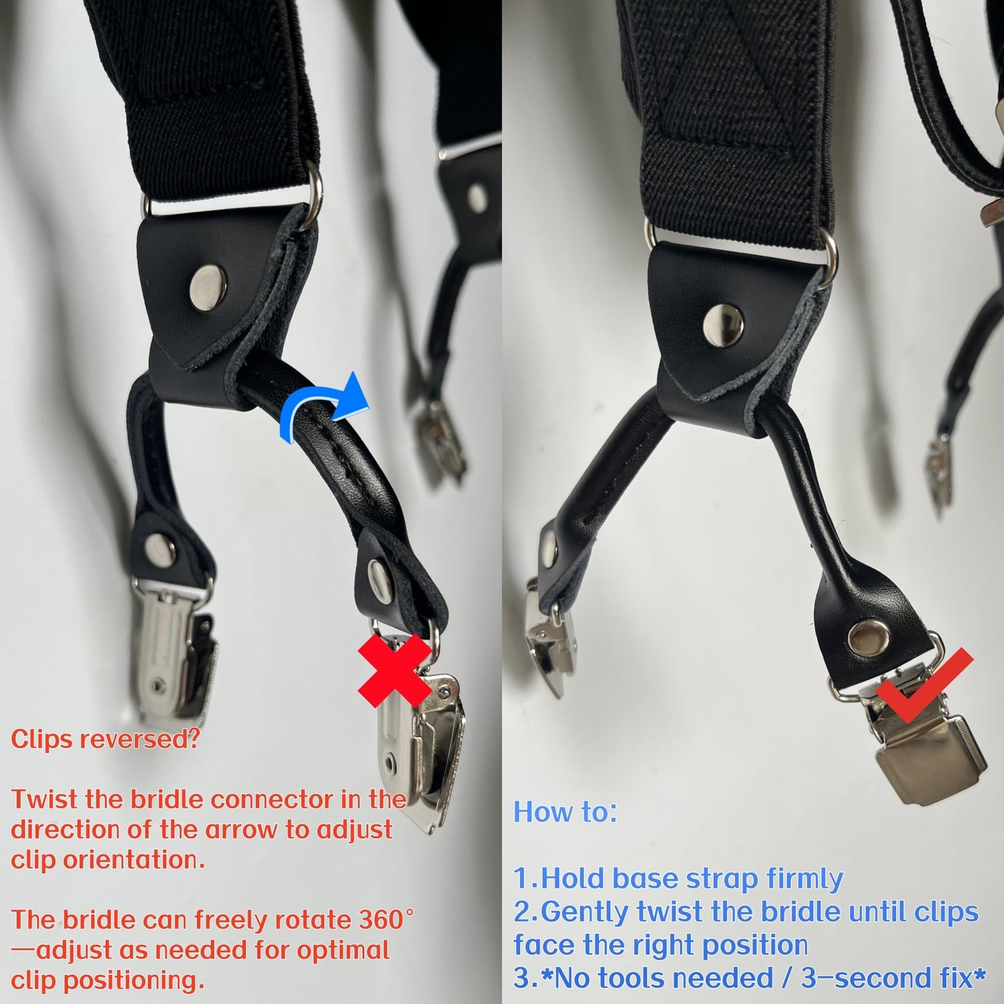 LazarsSpace Side Suspenders for Men Each Side Two Clips Secure Better BROWN