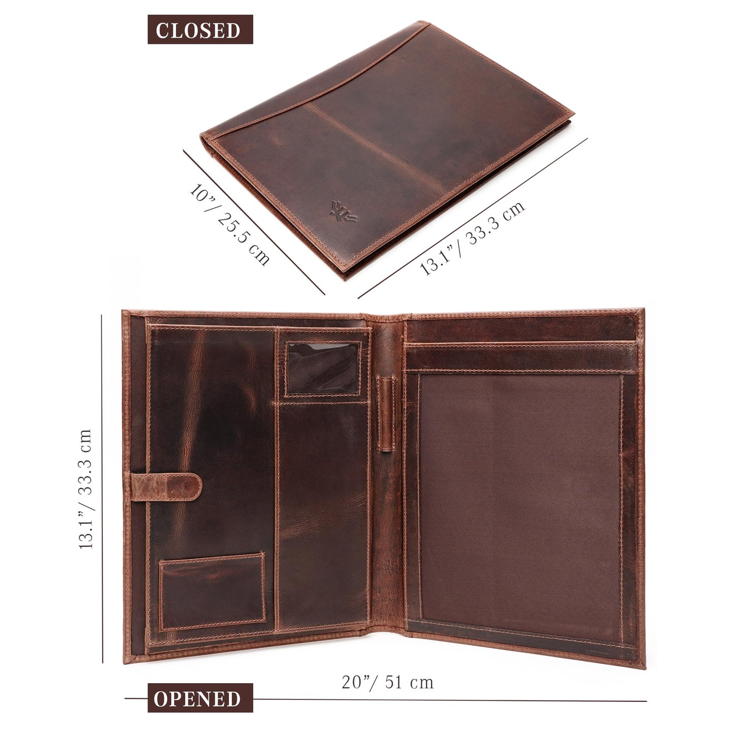 Leather Portfolio Binder, Professional Organizer Padfolio – Resume Folder, Business Card & Document Holder, Portfolios for Men & Women, Office & Business Supplies | (Medium - Brown)