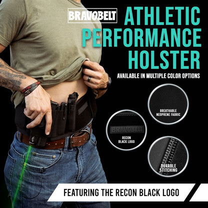 BravoBelt Laser Fit Edition - Belly Band Holster for Lasers, Olight, Streamlight TLR Systems - for Men & Women (XL - 45" - 55" Belly)