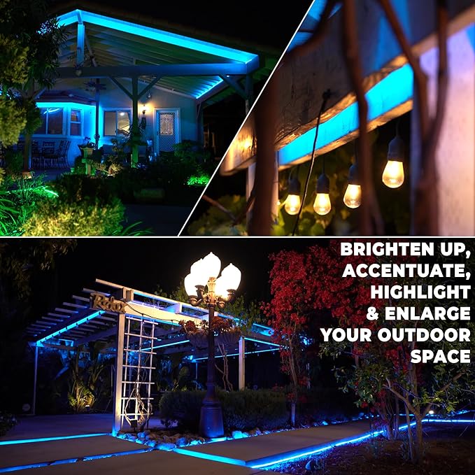 WYZworks 1656LEDs 150ft LED Outside Rope Lights, Outdoor ETL Certified Waterproof Permanent 360 Degree Light Emitting, Flexible Tube, Connectable, Christmas Palm Tree Exterior Landscape, Blue