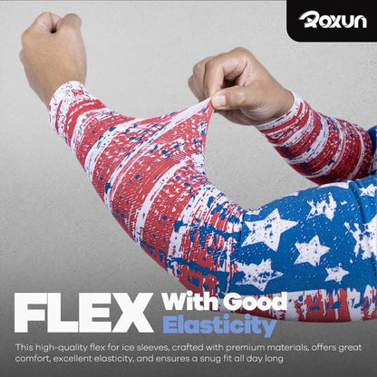 ROXUN 2 Pairs Flag Arm Sleeves Cooling UV Protection for Men Women Soccer Football Sports Gear Mexico Flag-2