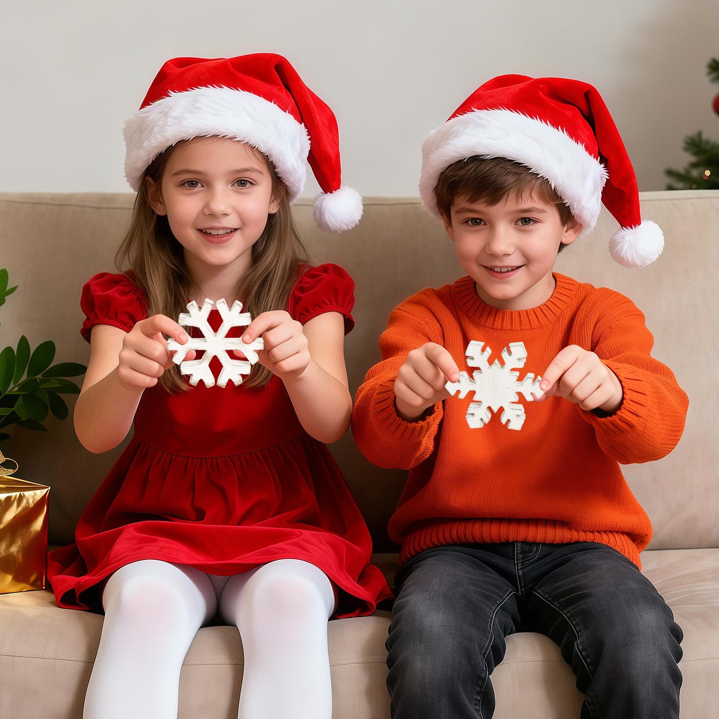 PAIVSUN 6Pcs Christmas Wooden Snowflake Decor Winter Snowflakes Table Signs Centerpieces Decorations Standing for Xmas Holiday Party Home Tabletop (Retro)