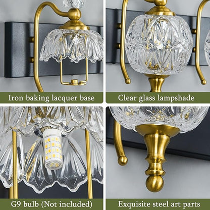 Modern Crystal Bathroom Vanity Lights Fixtures Over Mirror Black Gold Vintage 5-Lights 36 Inch Bathroom Light Fixtures Glass Crystal Vanity Lights