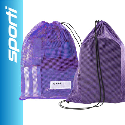 Sporti Swim Mesh Bag – Breathable Drawstring Swim Gear Bag with Quick-Dry Mesh, Durable Toggle Closure, Spacious Storage for Pool, Beach & Gym – Ideal for Swimmers & Water Sports - Purple