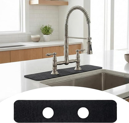 Faucet Mat for Kitchen Sink 2 Holes: 23.5’’Lx4.5’’W Splash Guard Fits 8 Inch