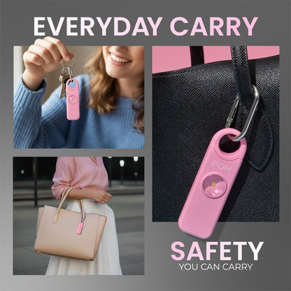POM Pepper Spray & Personal Alarm Safety Kit – OC Self Defense Keychain Spray & Loud Emergency Alarm for Campus Safety, Women & Students (Pocket Clip Model, Black X Pink)