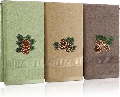3 Pcs Rustic Pine Cone Hand Towels
