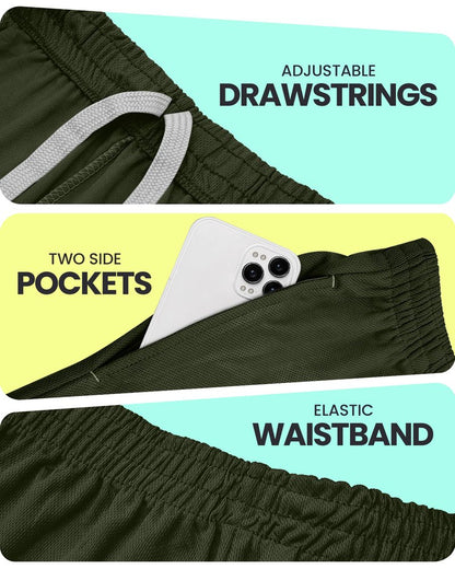 NY Threads Men's Athletic Shorts Quick Dry Loose-Fit Lightweight Running Workout Gym Shorts with Pockets, XX-Large, Army Green