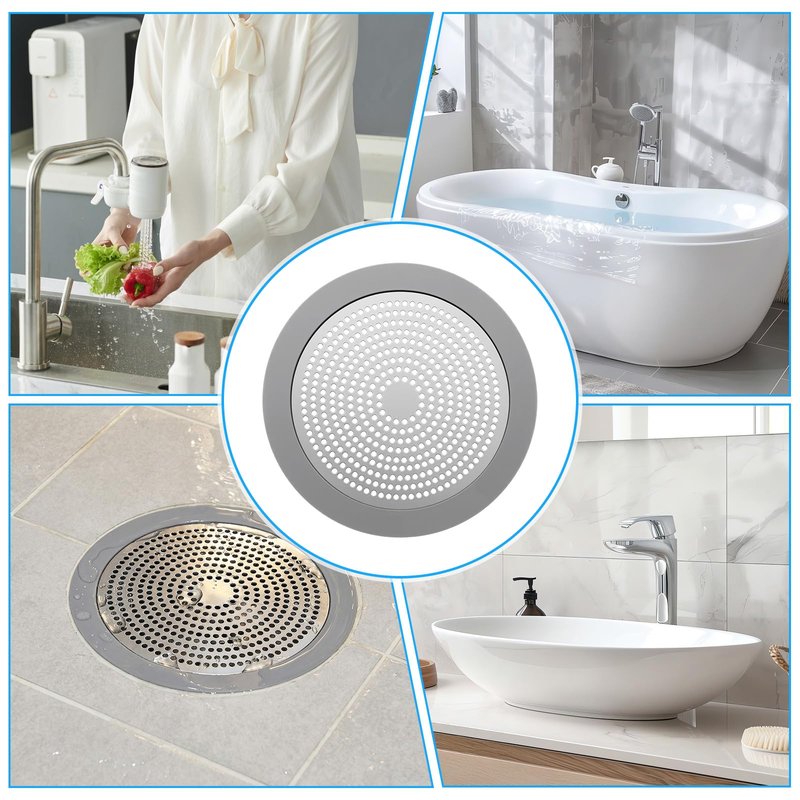 Flat Shower Drain Hair Catcher 5.7in Steel Shower Drain Cover Hair Catcher